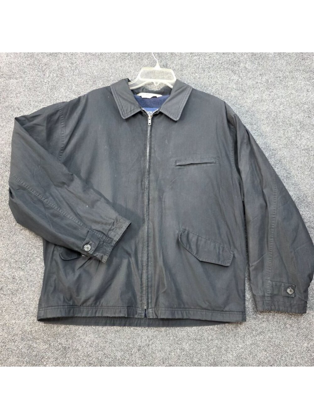 Vintage London Fog Barn Jacket L Black Khak Ease Fleece Utility Workwear Coat